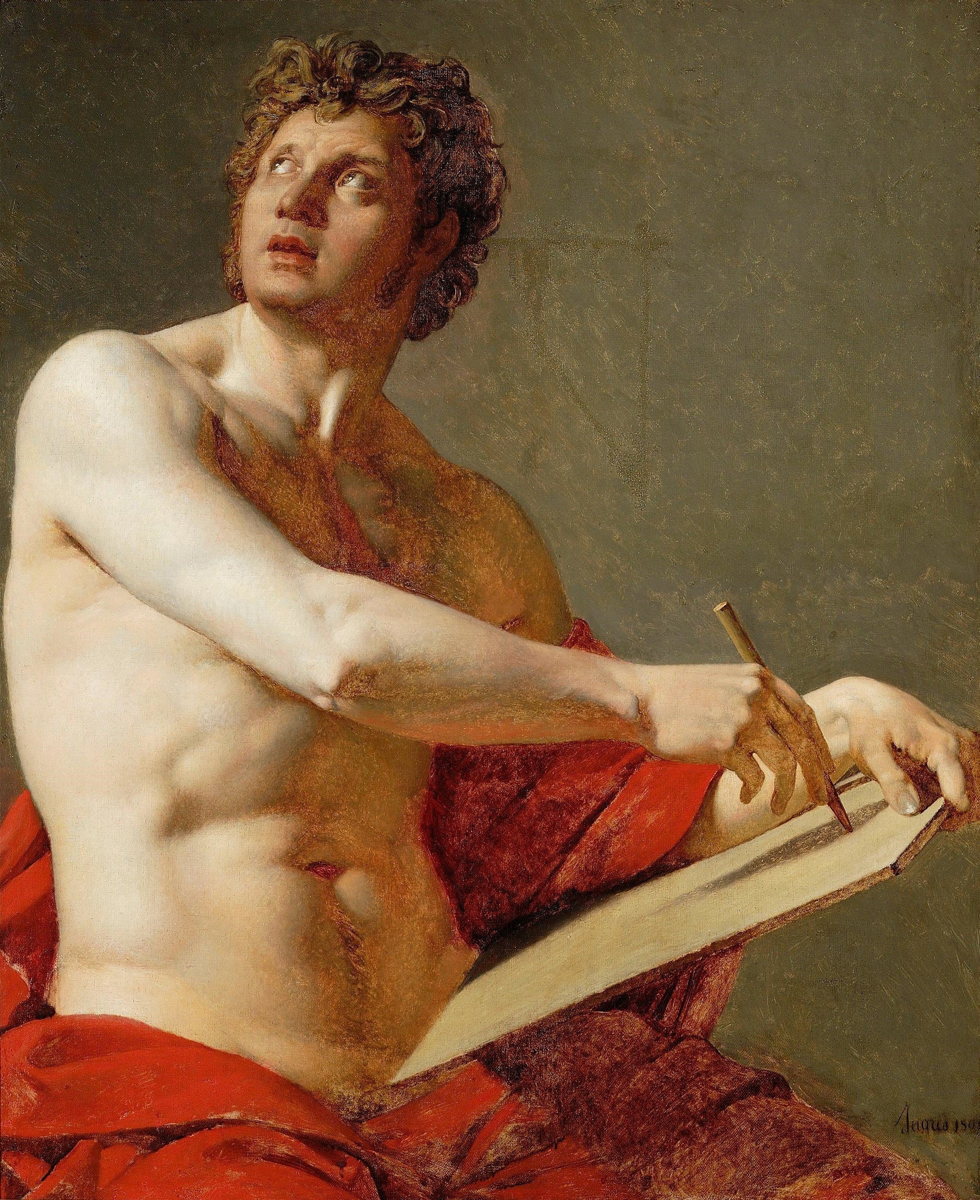 Den akademiske studie af en mandlig torso - Jean-Auguste-Dominique Ingres