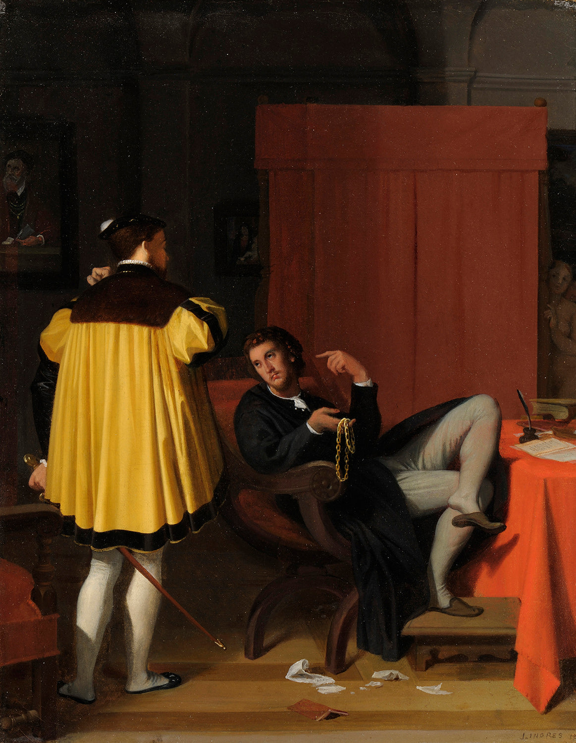 L'Arétin og sendebudet fra Charles Quint - Jean-Auguste-Dominique Ingres
