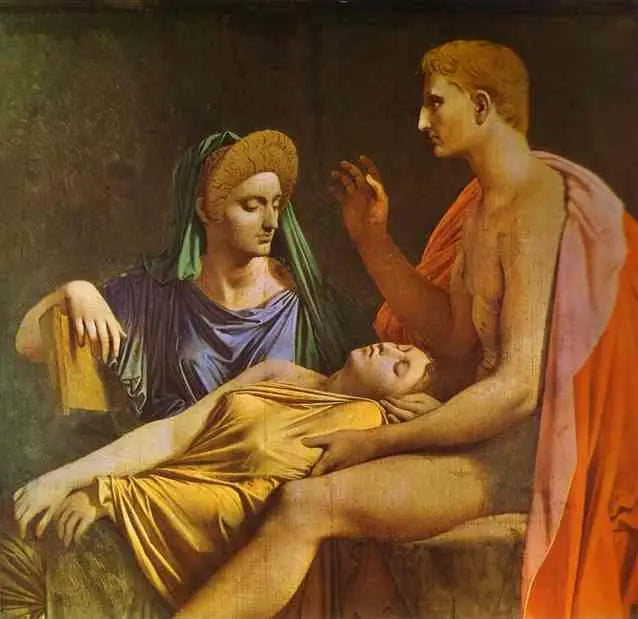 Auguste der lytter til læsningen af Æneiden - Jean-Auguste-Dominique Ingres