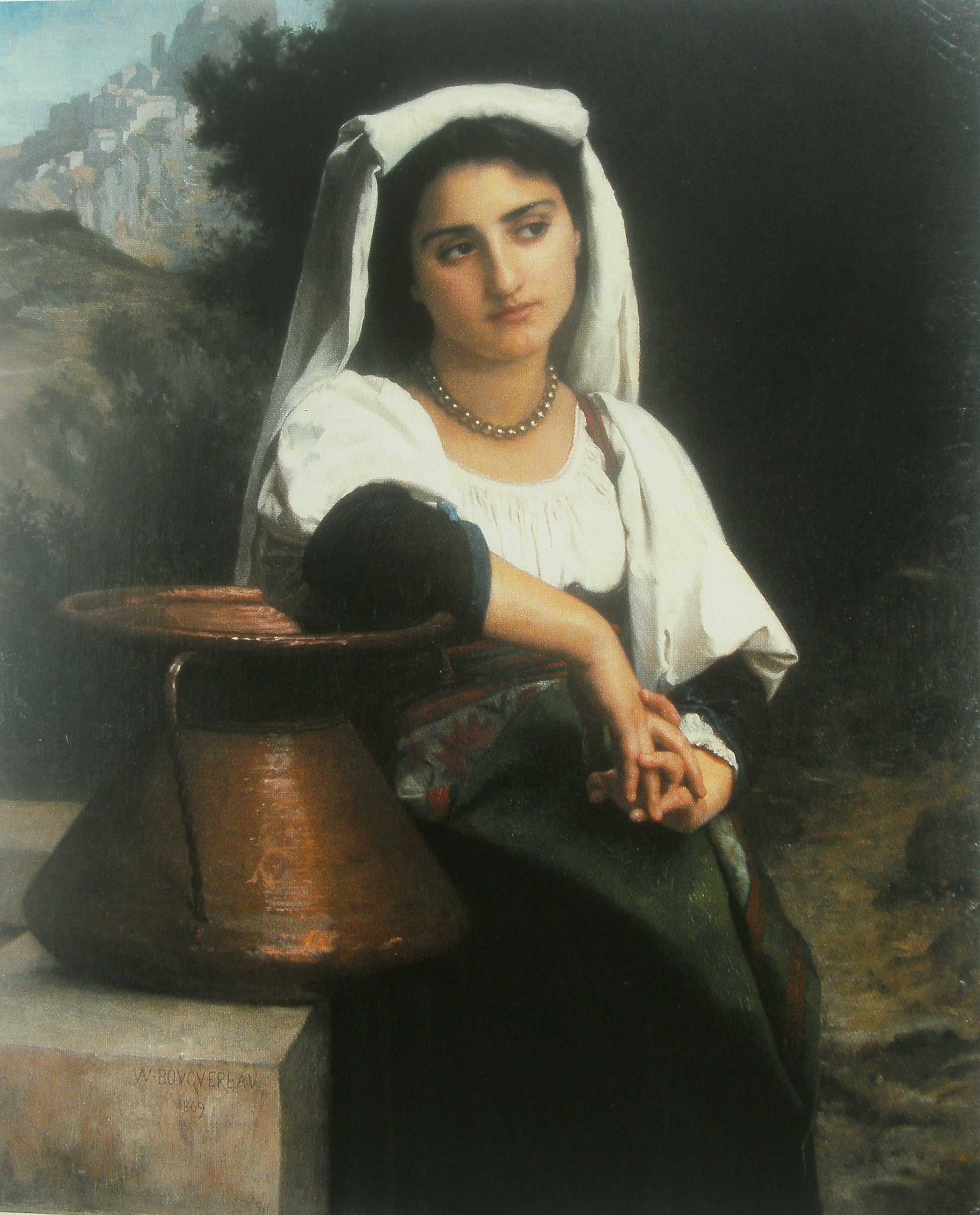 Reproduction du tableau « Femme italienne à la fontaine - Bouguereau » par Alpha Reproduction en peinture à l’huile
