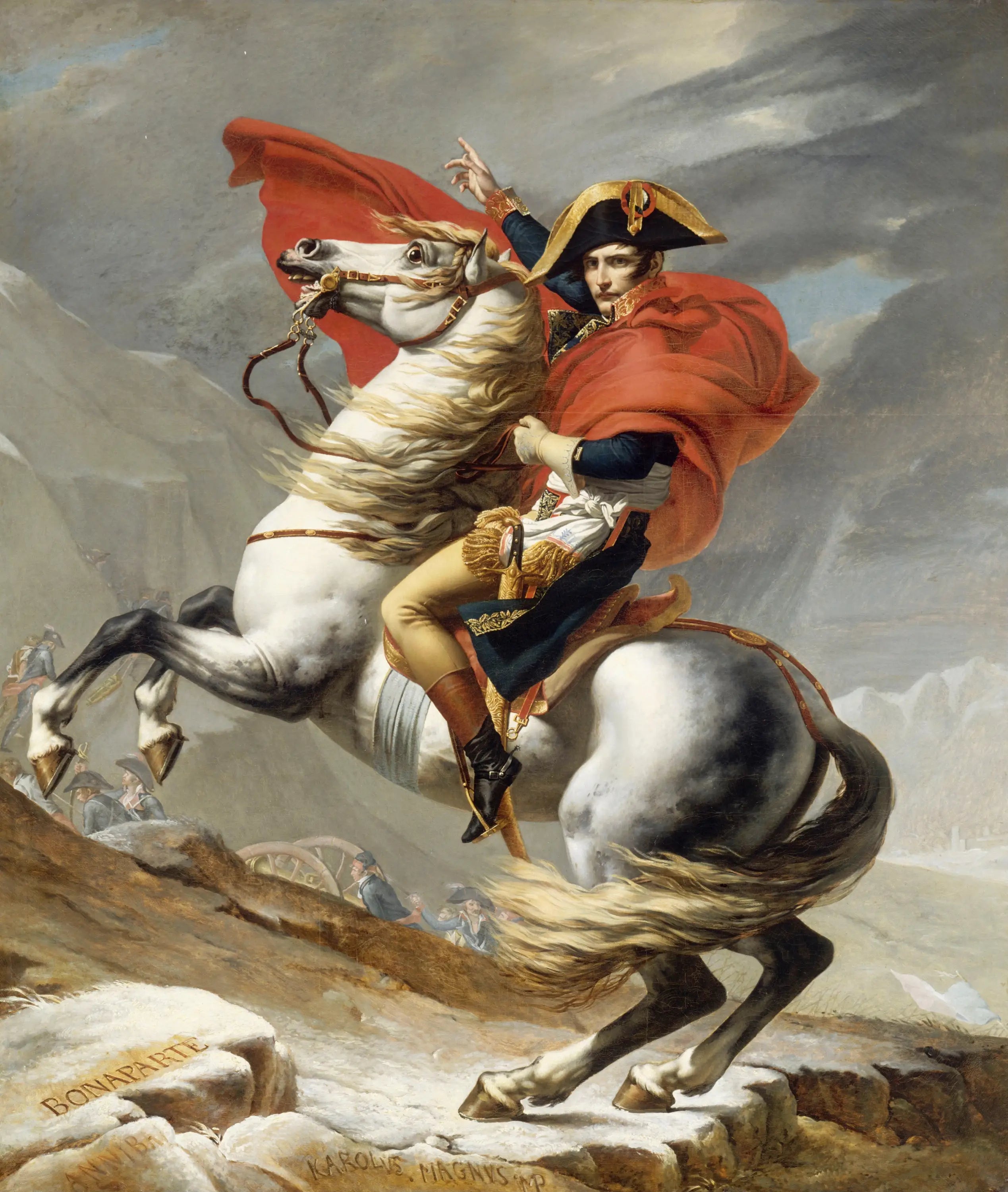 Reproduction du tableau « Bonaparte franchissant le Grand-Saint-Bernard - Jacques-Louis David » par Alpha Reproduction en peinture à l’huile