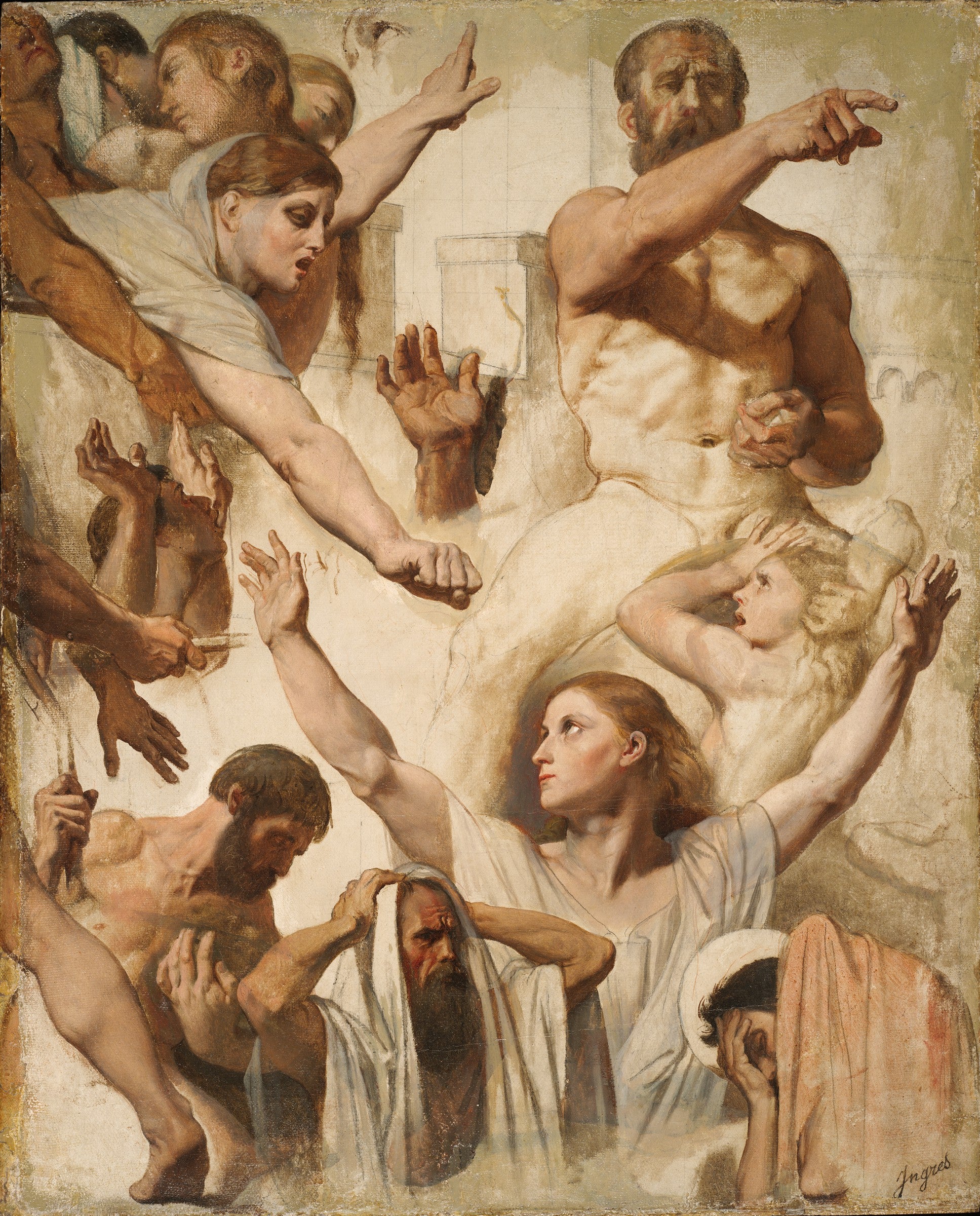 Studier til Martyrdom af Sankt Symphorien (Sankt, Mor og Prokonsul) - Jean-Auguste-Dominique Ingres