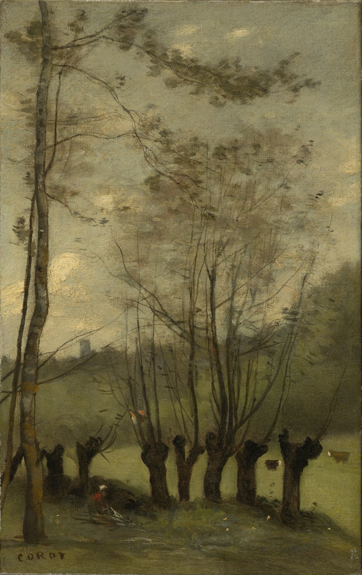 Montlhéry. Prairie avec des saules - Jean-Baptiste Camille Corot