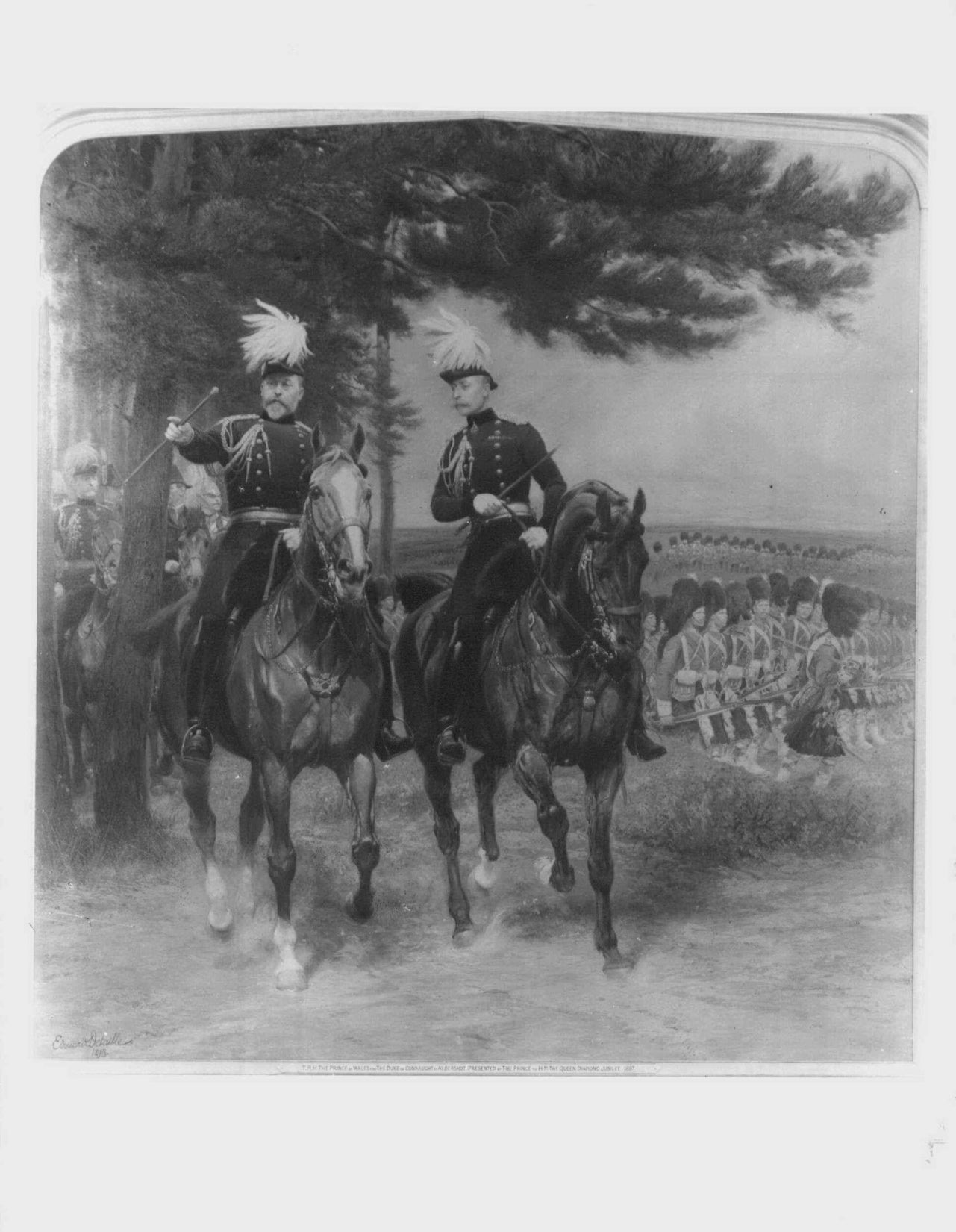 Le roi Édouard VII, alors prince de Galles, avec Arthur, duc de Connaught à Aldershot - Édouard Detaille