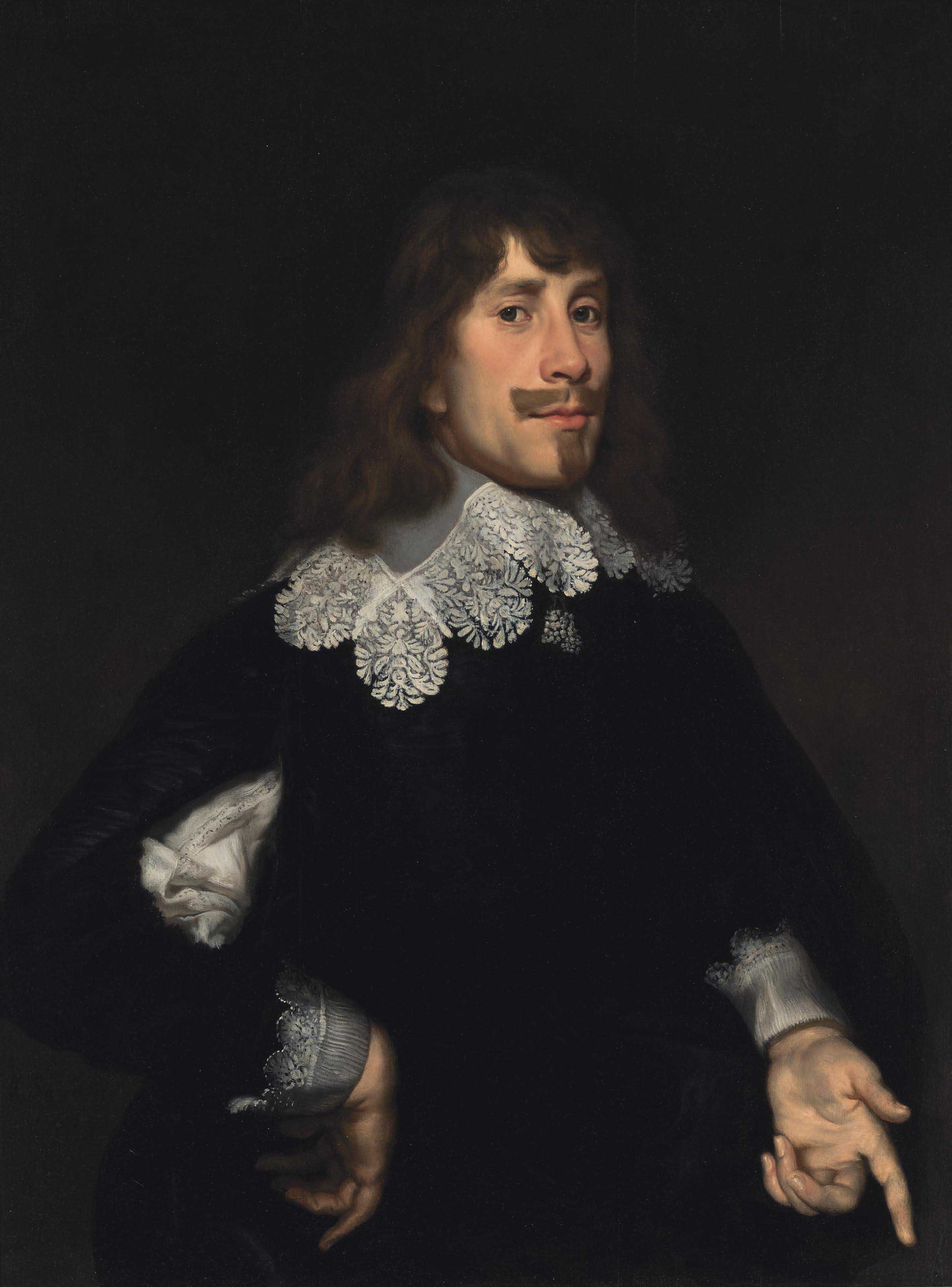 Portrait d'un homme, buste, en pourpoint noir - Joachim von Sandrart