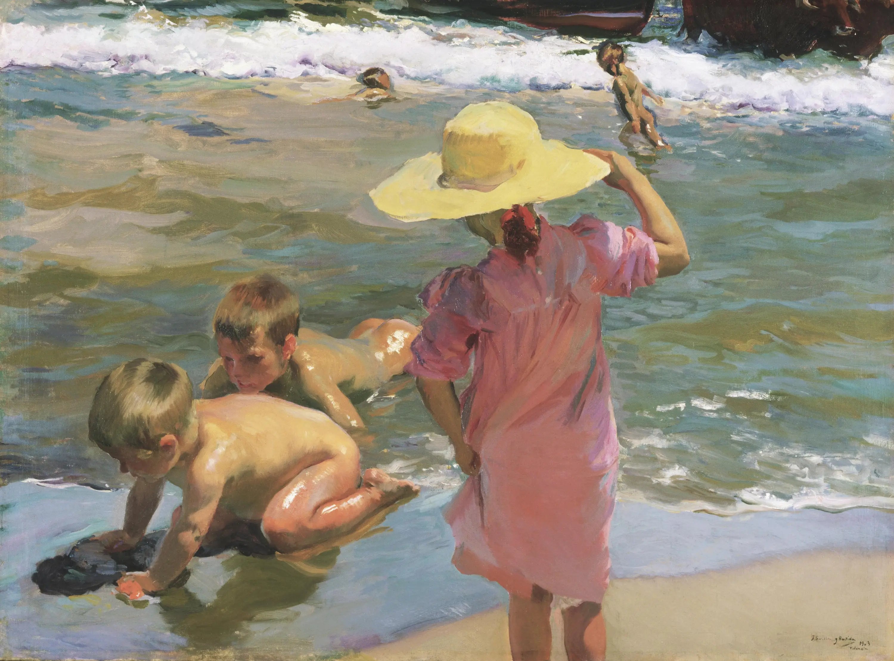 Reproduction du tableau « Les jeunes amphibiens - Joaquín Sorolla » par Alpha Reproduction en peinture à l’huile