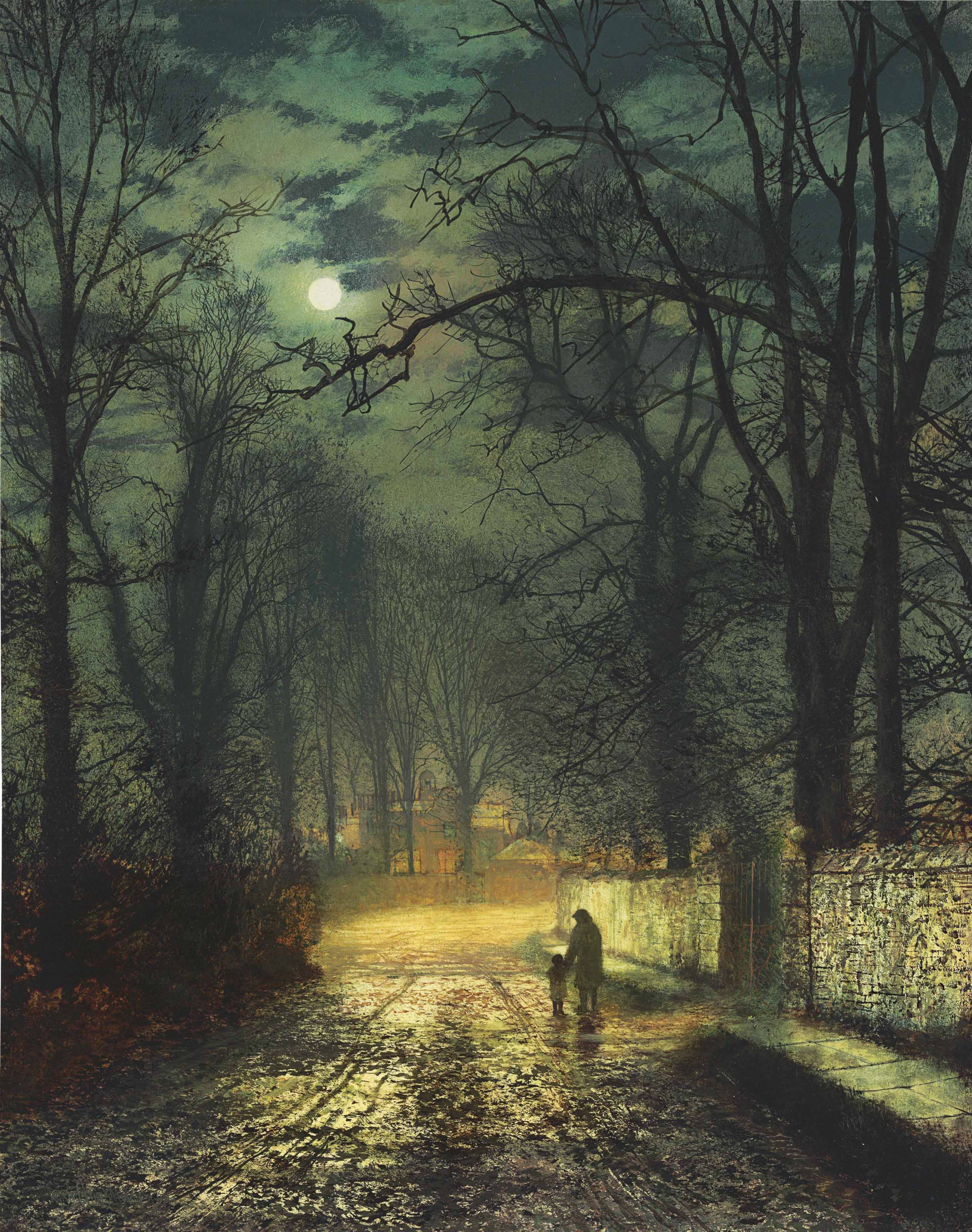 Une ruelle au clair de lune - John Atkinson Grimshaw