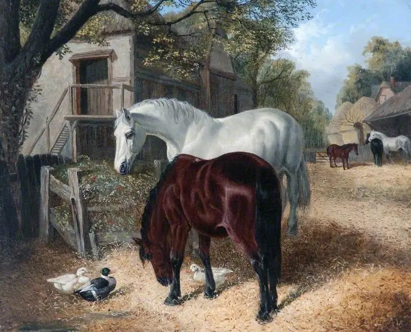 Scène de ferme avec des chevaux - John Frederick Herring Sr. - Alpha Reproduction
