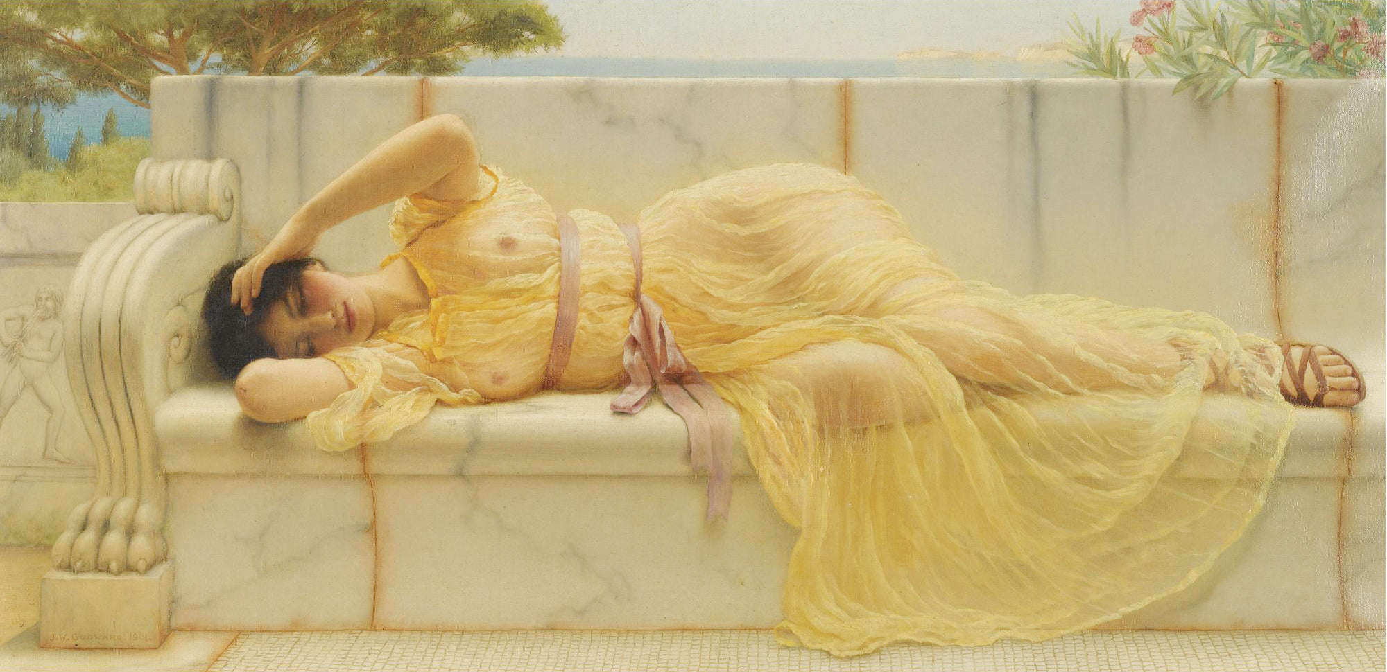 Fille en draperie jaune - John William Godward