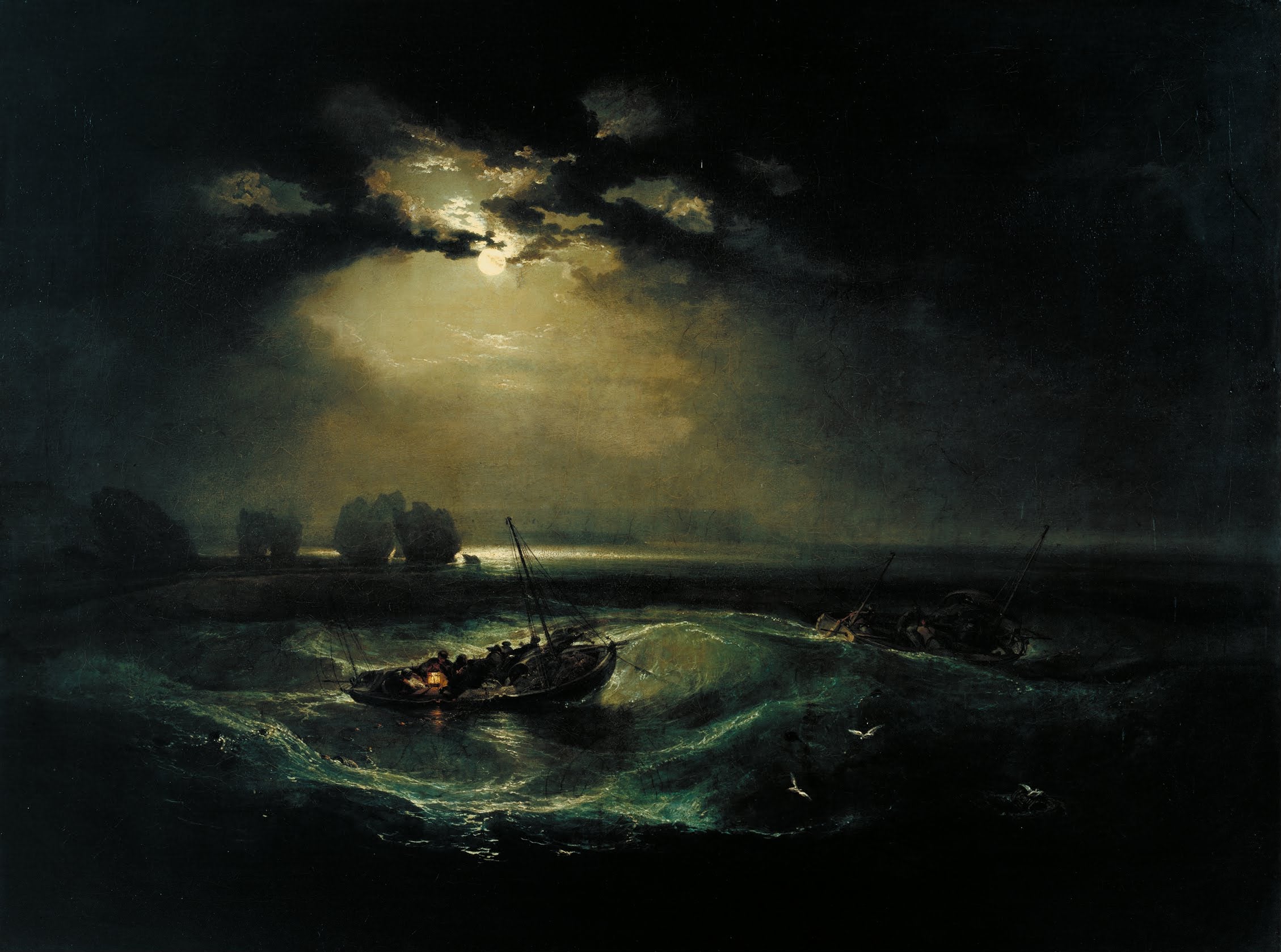 Reproduction du tableau « Pêcheurs en mer - J. M. W. Turner » par Alpha Reproduction en peinture à l’huile