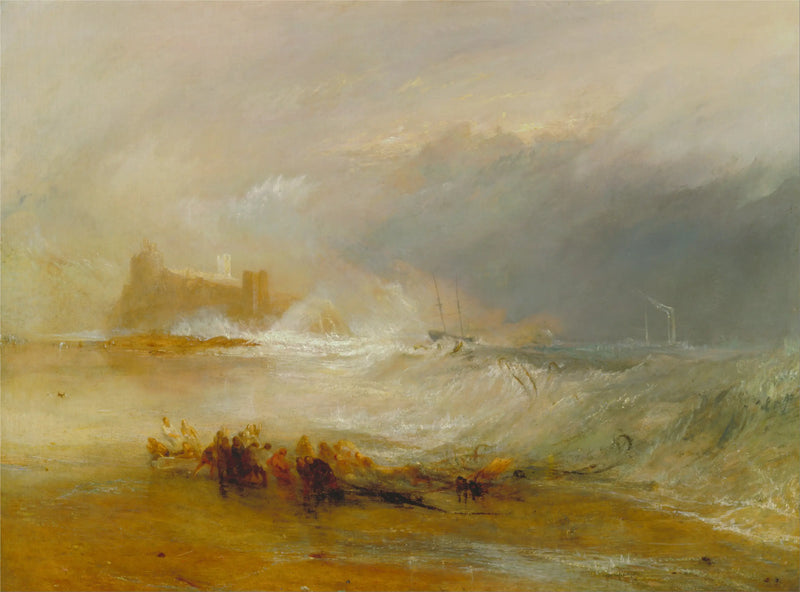 Vragfolk -- Kysten af Northumberland, med en dampskib der hjælper et skib ud for kysten - J. M. W. Turner