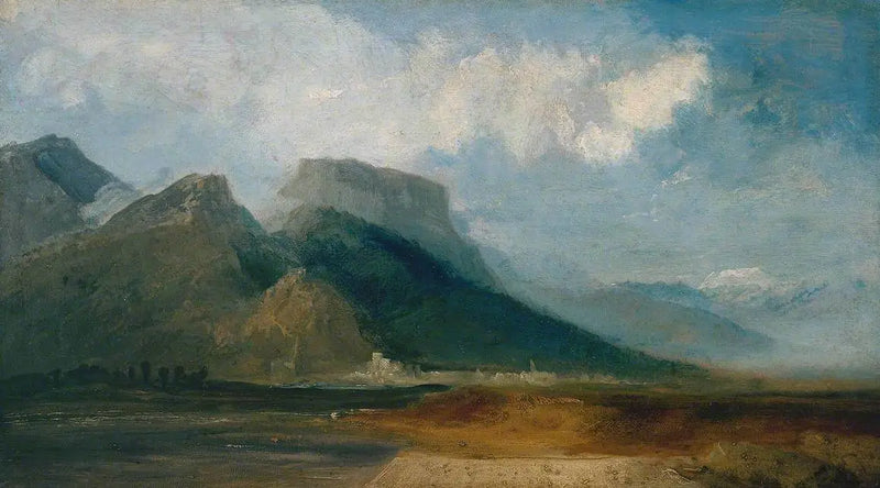 Grenoble set fra floden Drac med Mont Blanc i det fjerne - J. M. W. Turner