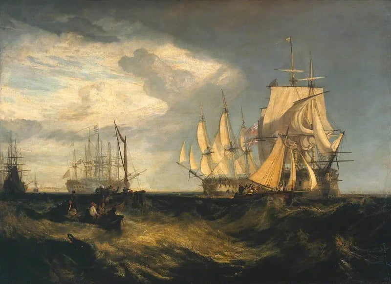 Spithead: To Fangede Danske Skibe Går Ind i Portsmouth Havn - J. M. W. Turner