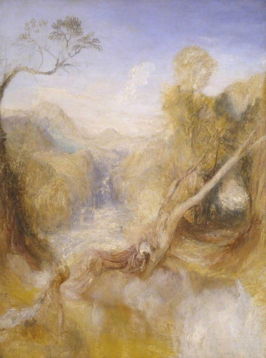 Reproduction du tableau « The Death of Actaeon, with a Distant View of Montjovet, Val d’Aosta - J. M. W. Turner » par Alpha Reproduction en peinture à l’huile