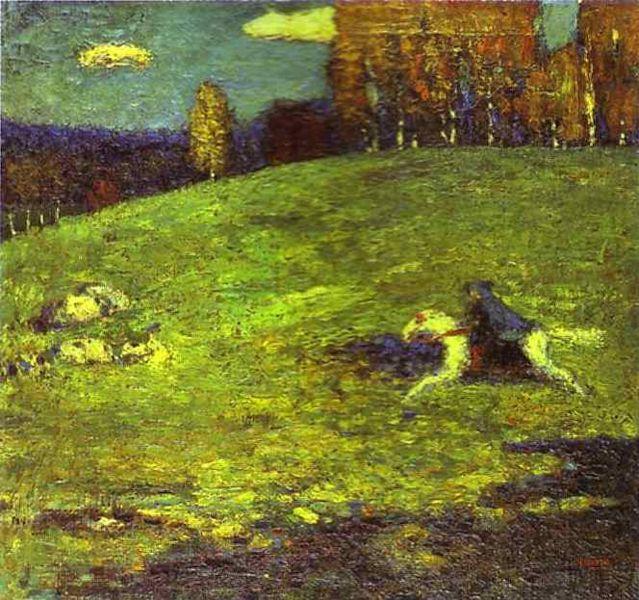 Reproduction du tableau « Le Cavalier bleu - Vassily Kandinsky » par Alpha Reproduction en peinture à l’huile