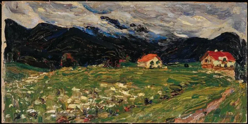 Reproduction du tableau « Kochel, paysage avec deux maisons - Vassily Kandinsky » par Alpha Reproduction en peinture à l’huile