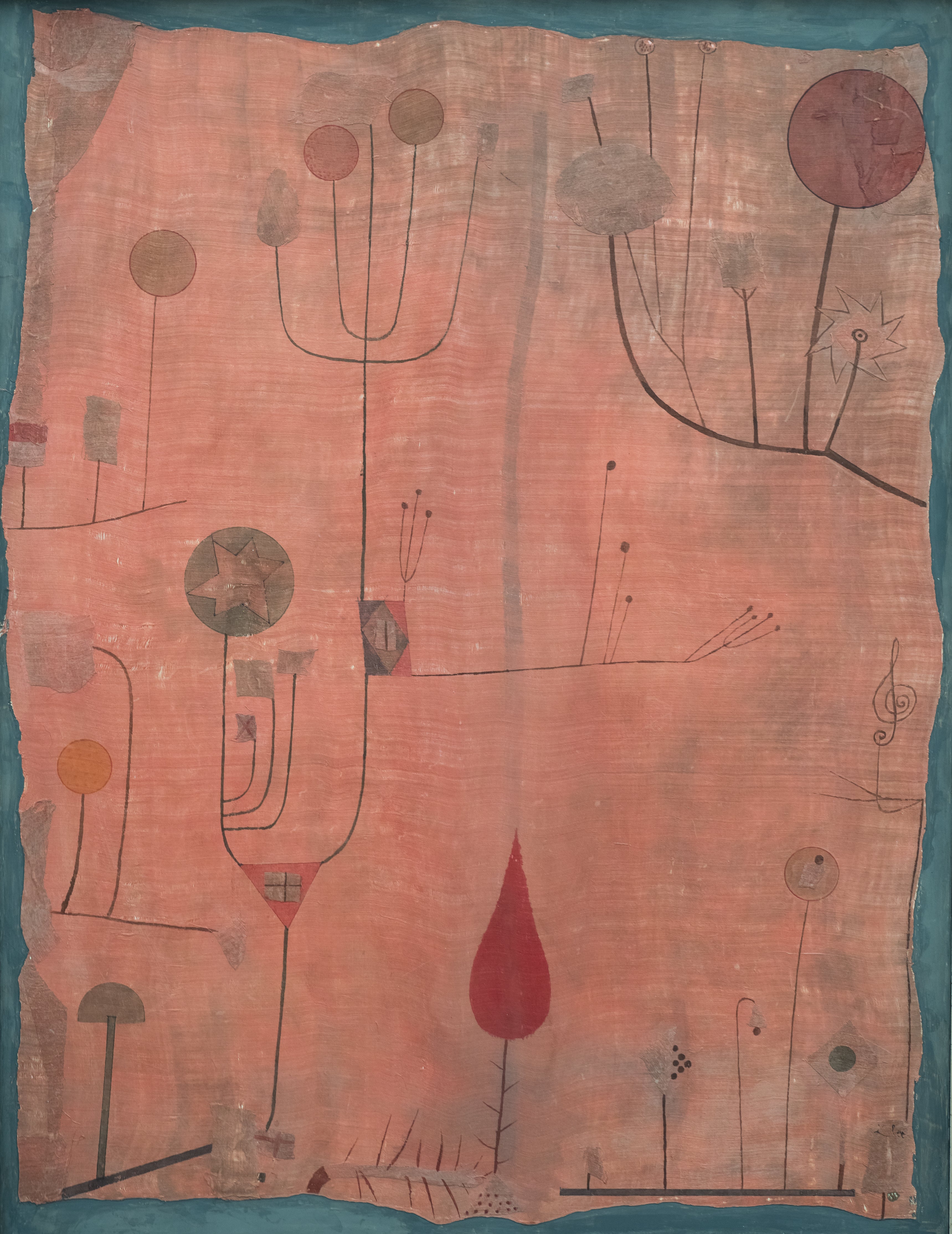 Frugter på rød baggrund - Paul Klee