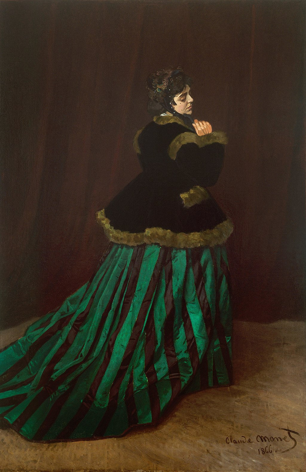 💚 Kvinden i grøn kjole – Claude Monet (1866)