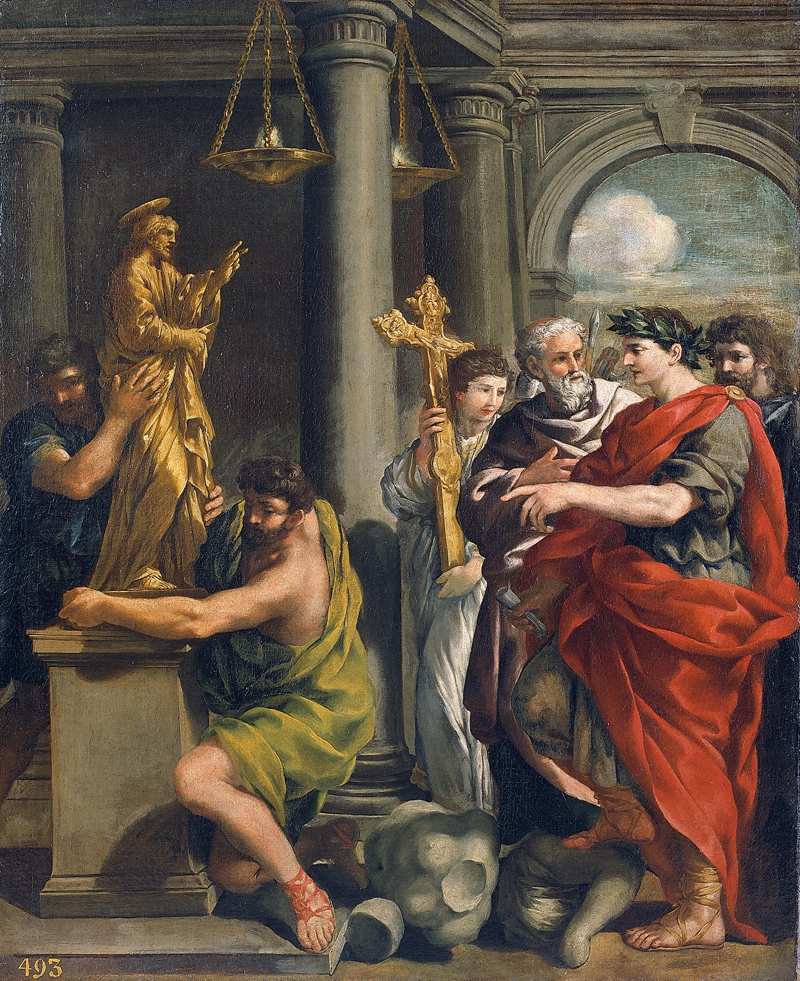 Constantin beordrer ødelæggelsen af hedenske afguder - Pietro da Cortona