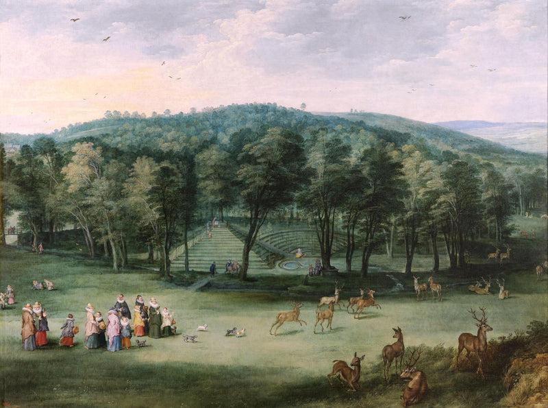 L'Infante Isabelle-Claire-Eugénie au parc de Mariement - Jan Brueghel l'Ancien