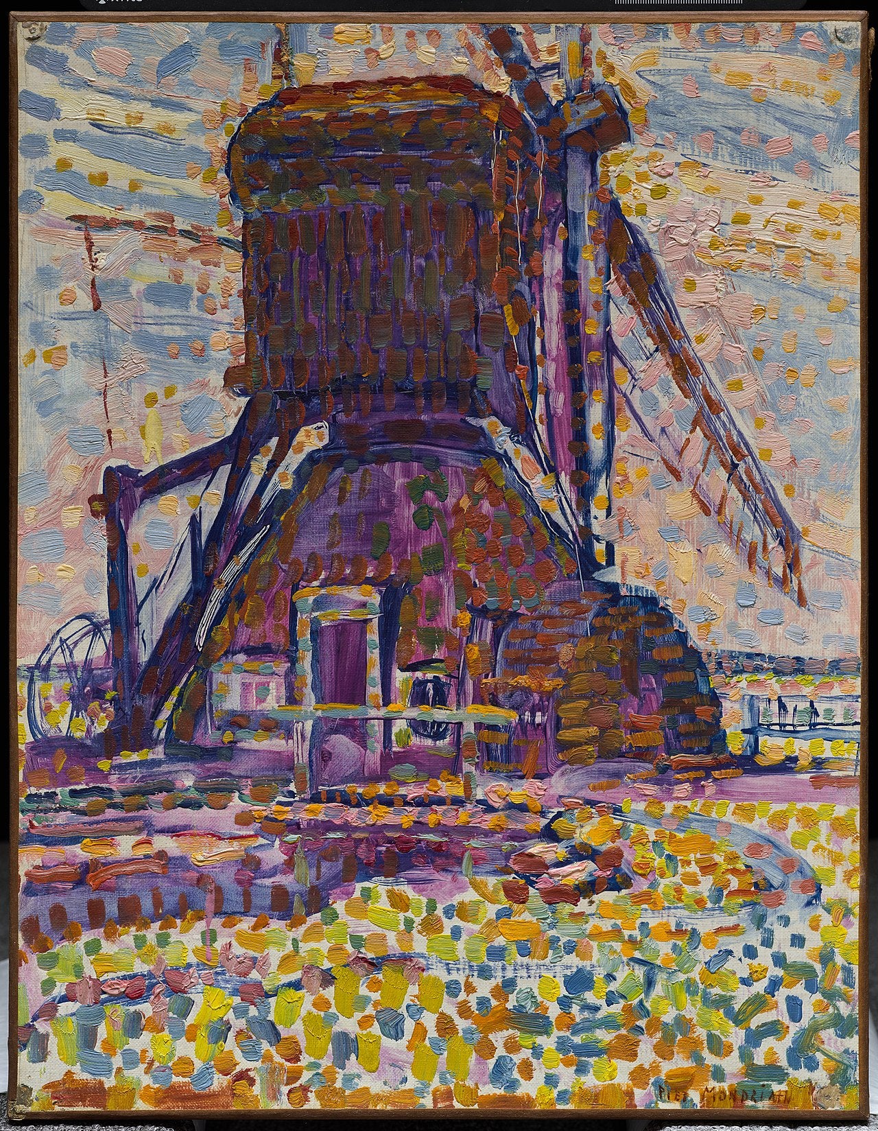 Møllen i Winkel, pointillistisk version - Piet Mondrian