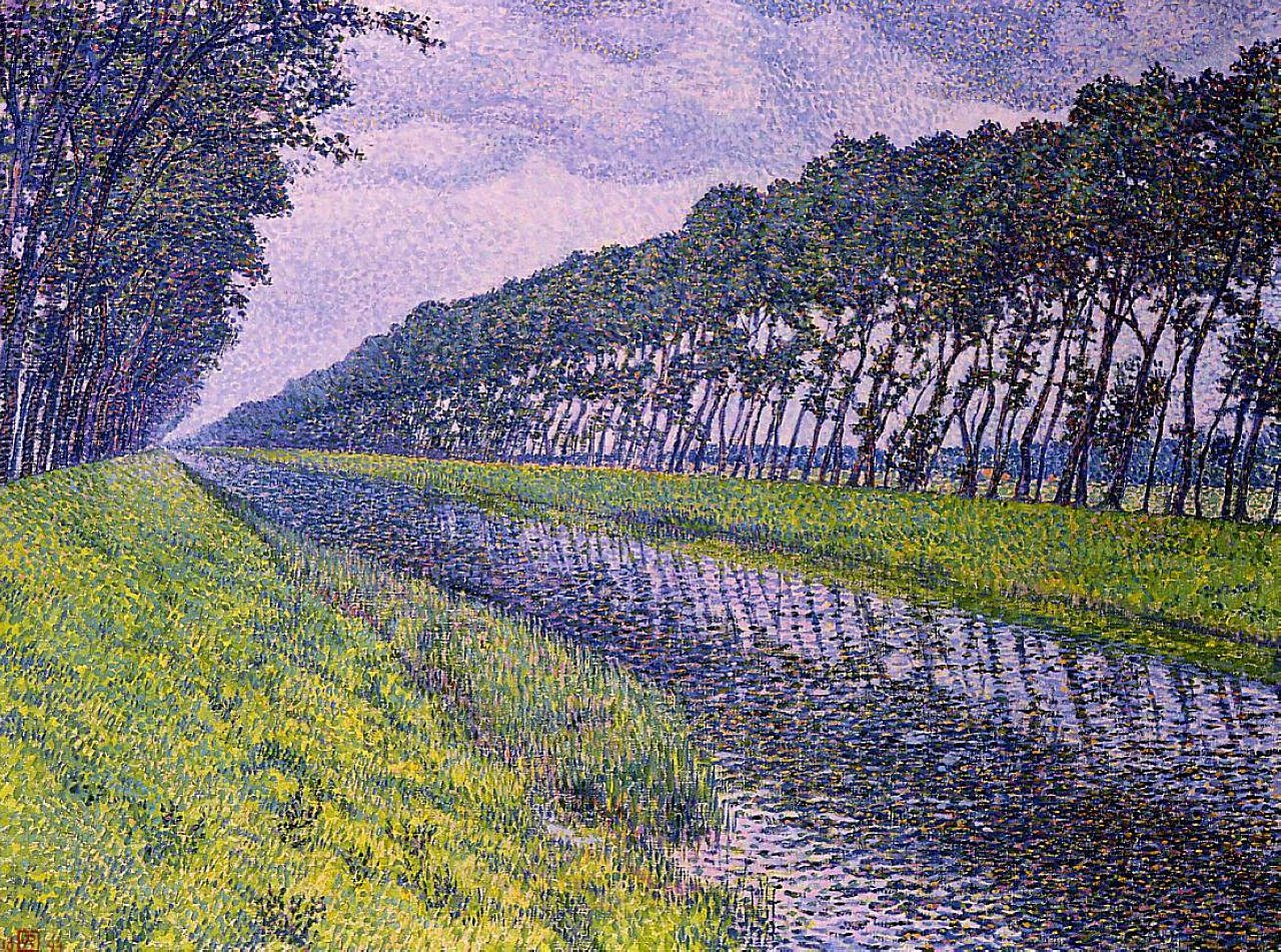 Le canal en Flandre par temps triste - Théo van Rysselberghe - Alpha Reproduction