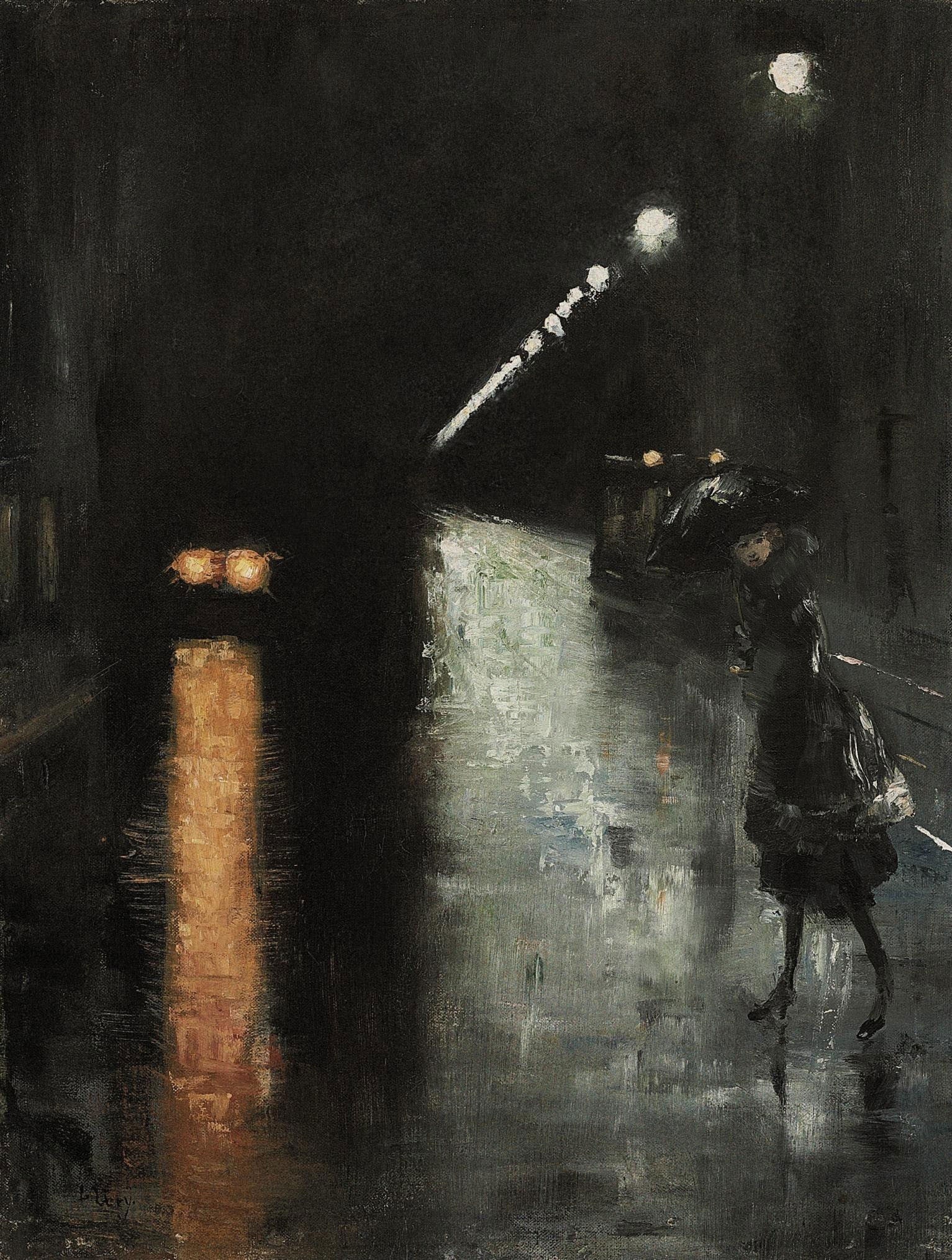Scène de rue nocturne, Berlin - Lesser Ury