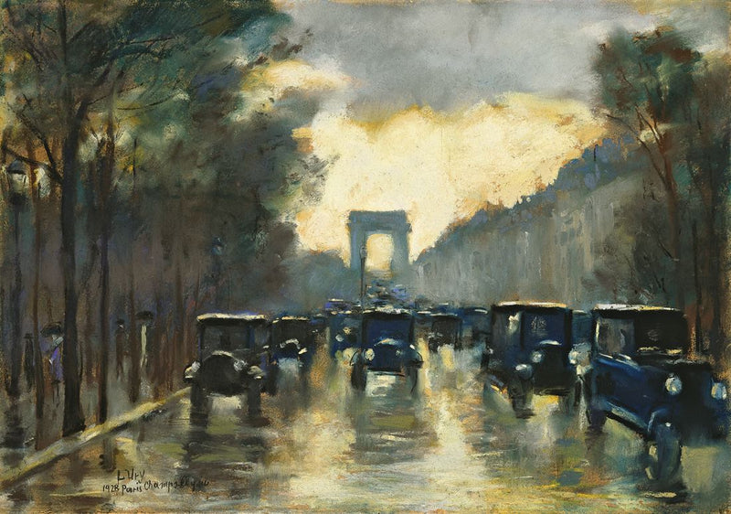 Les Champs-Élysées avec l'Arc de Triomphe, Paris - Lesser Ury