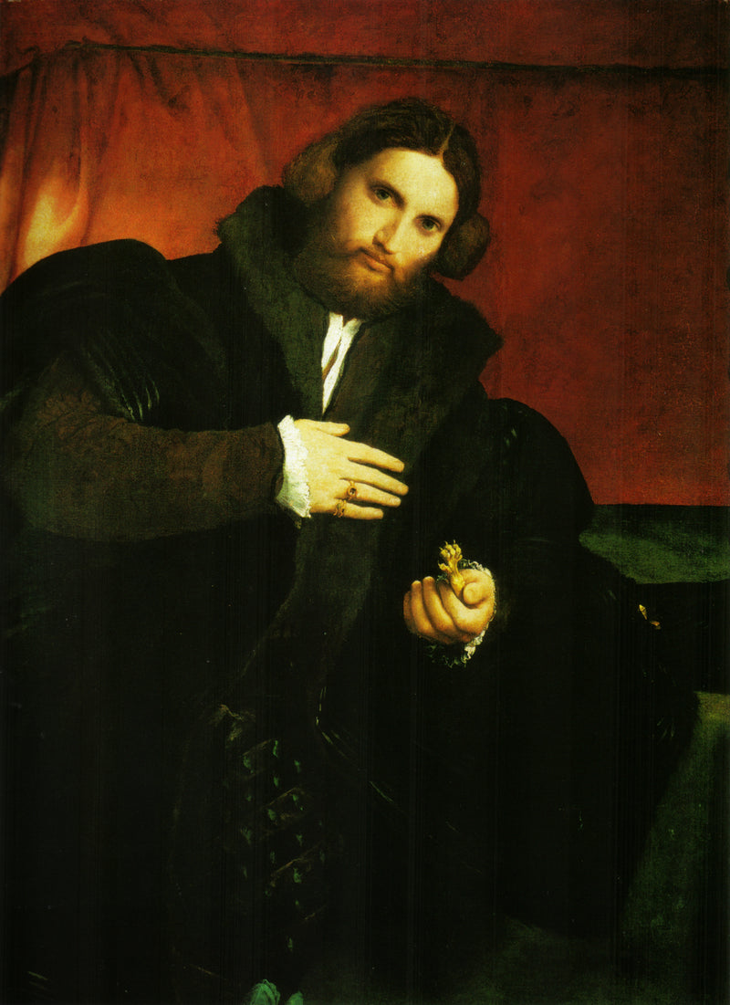Portræt af en gentleman med løvepote - Lorenzo Lotto