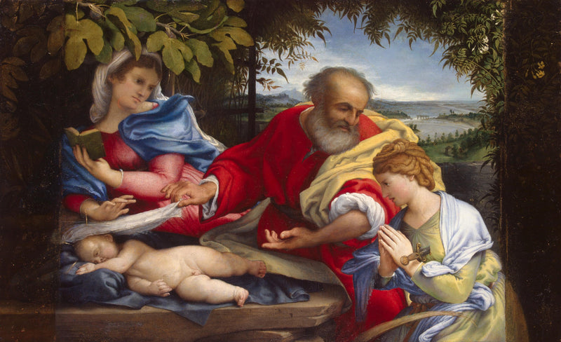 Repos under flugten til Egypten med hellige Justine - Lorenzo Lotto