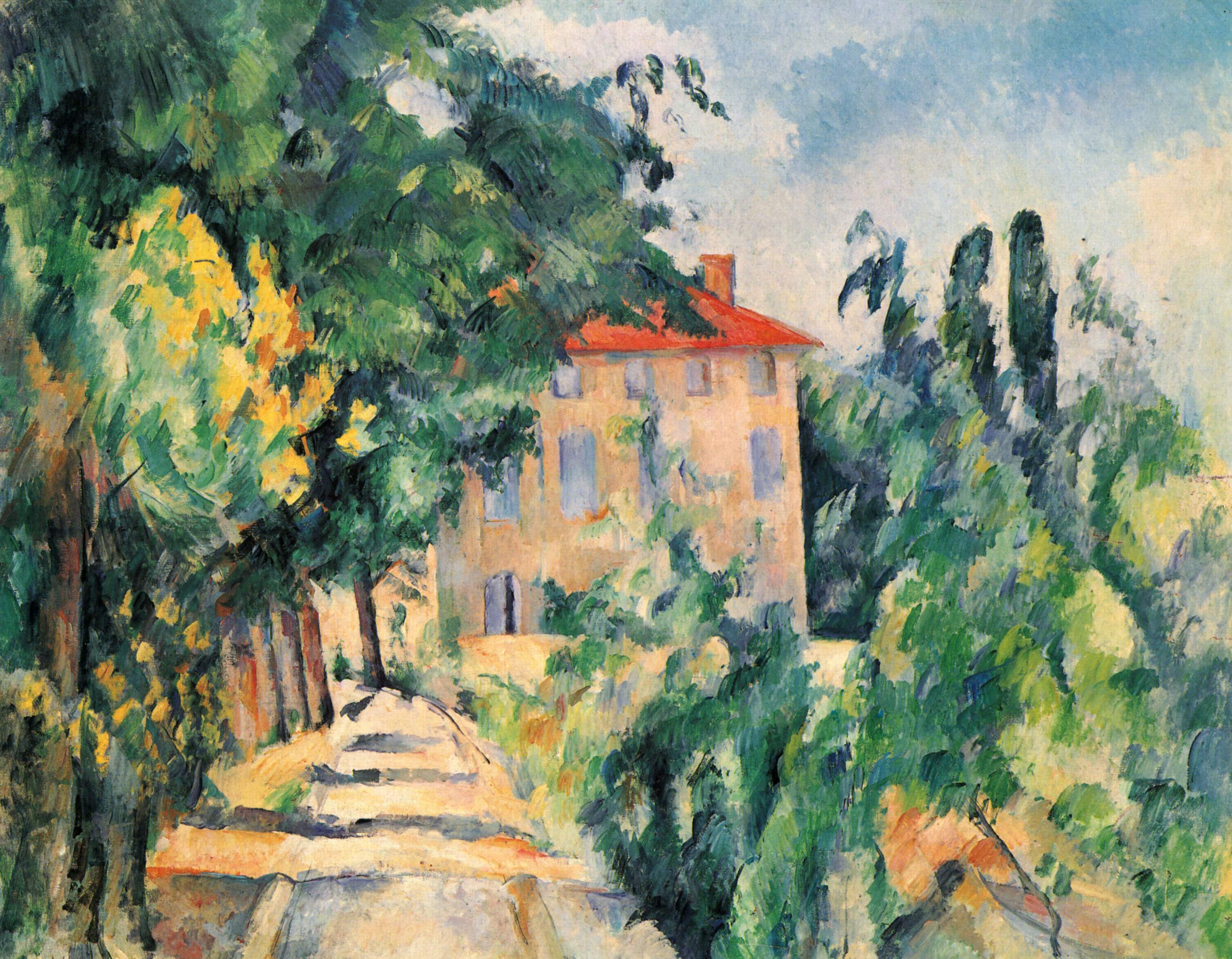 Reproduction du tableau « Maison au toit rouge (Jas de Bouffan) - Paul Cézanne » par Alpha Reproduction en peinture à l’huile