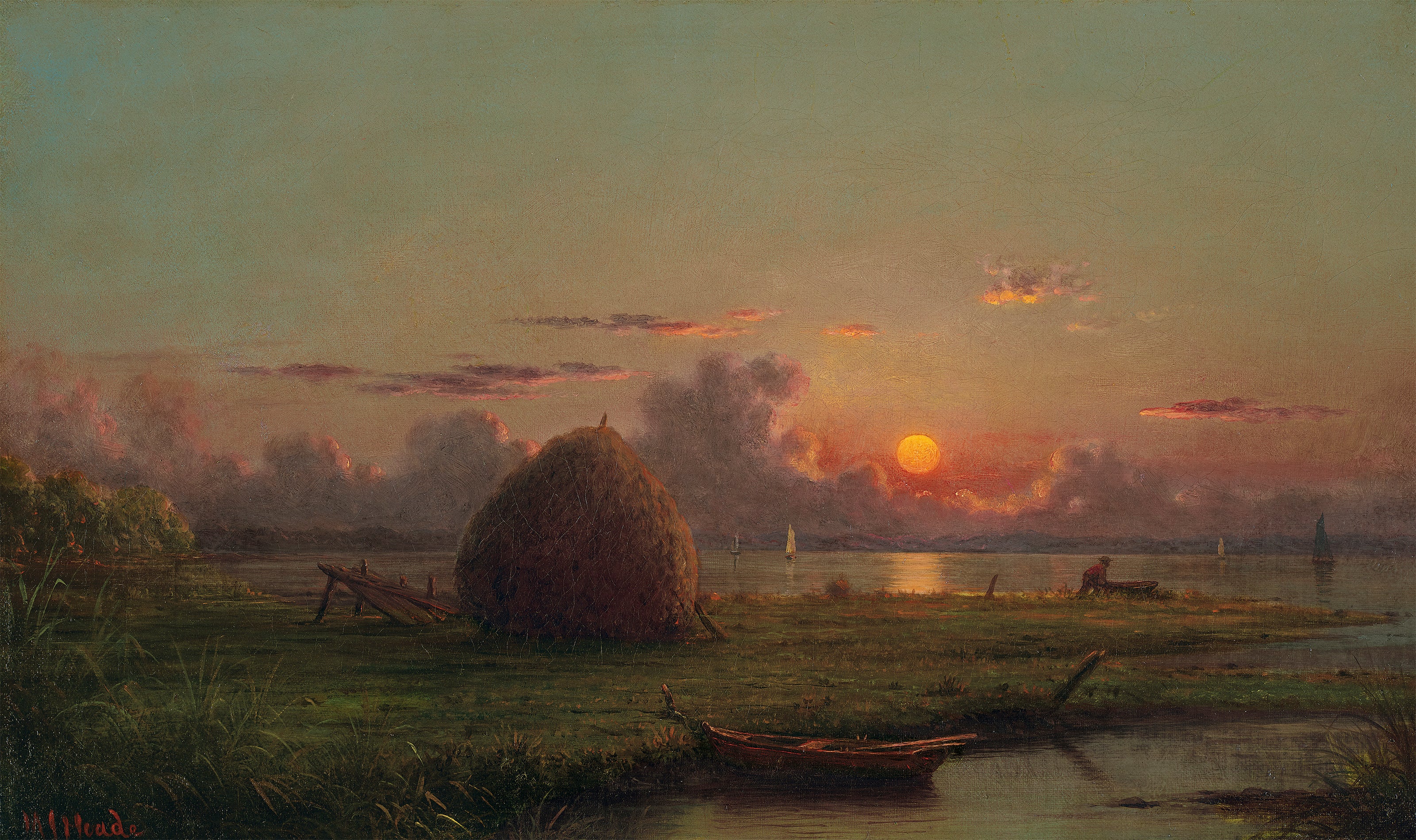 Botte de foin au coucher du soleil - Martin Johnson Heade