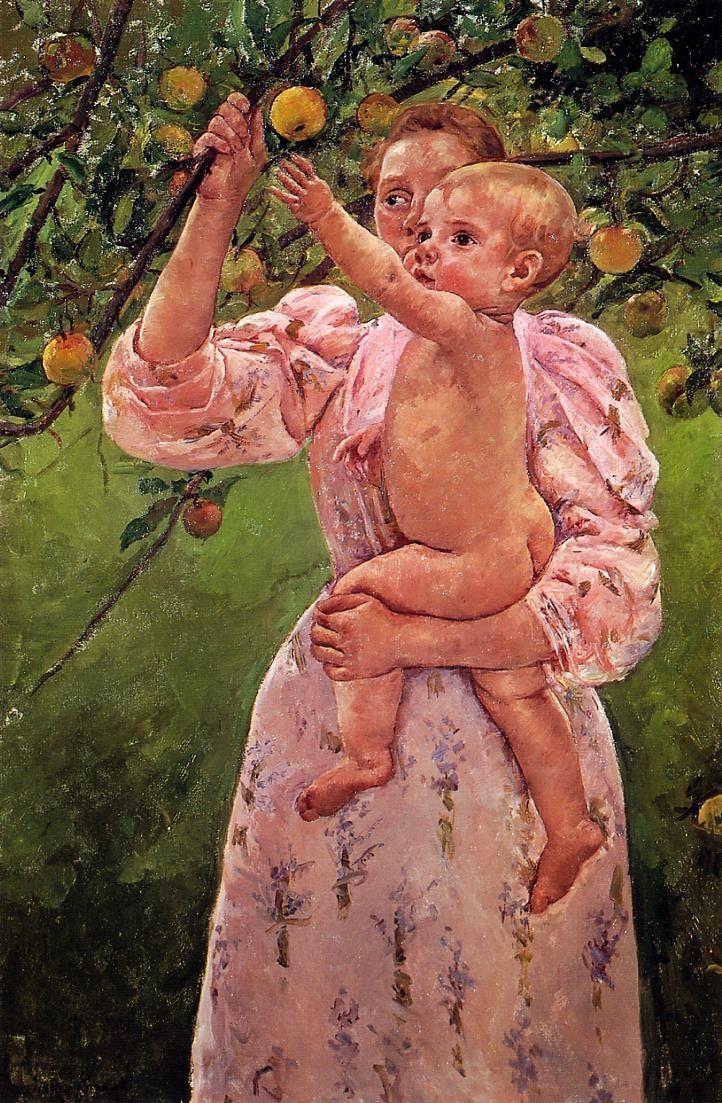 Reproduction du tableau « Bébé tend la main vers une pomme - Mary Cassatt » par Alpha Reproduction en peinture à l’huile