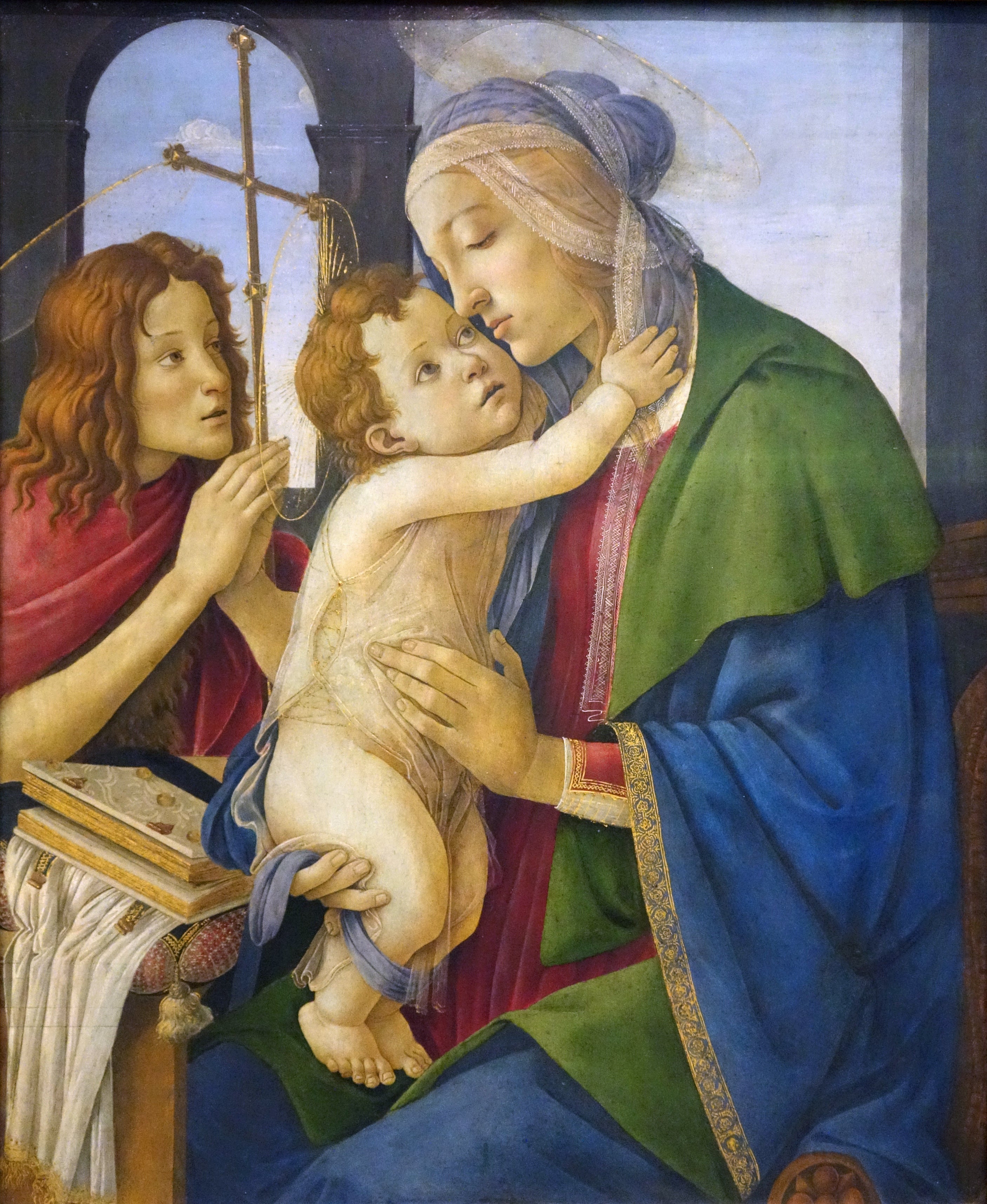 Jomfruen med barnet og den unge helgen Johannes Døberen - Sandro Botticelli