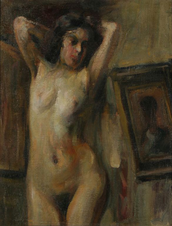 Nu féminin aux bras levés, Matej Sternen, vers 1915, huile sur toile
