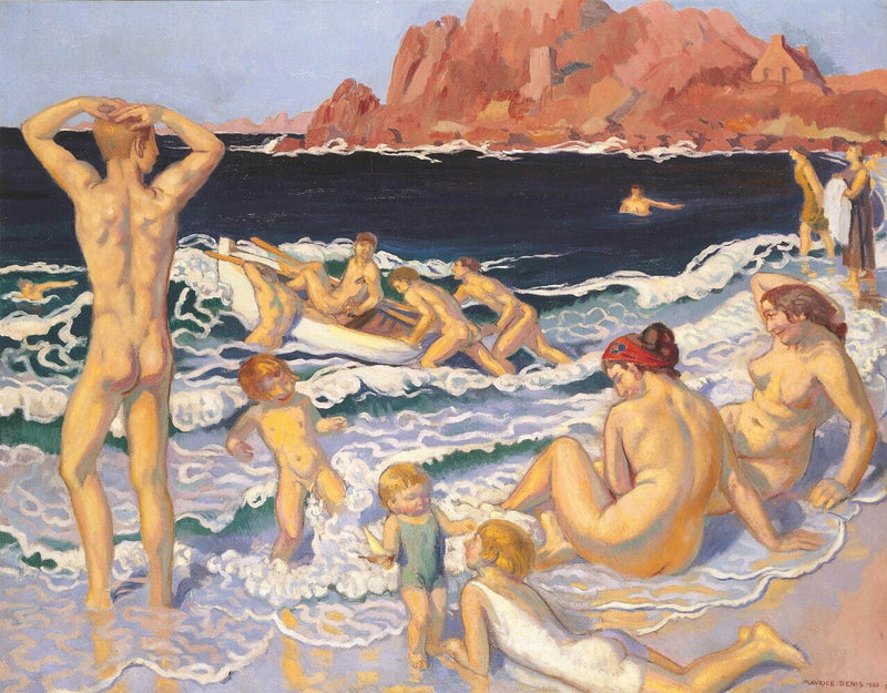 Strand ved kanoen og den nøgne mand - Maurice Denis