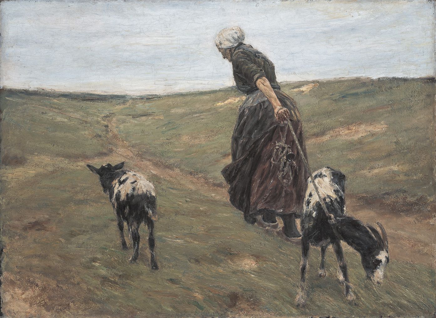 Kvinde med geder i klitterne - Max Liebermann
