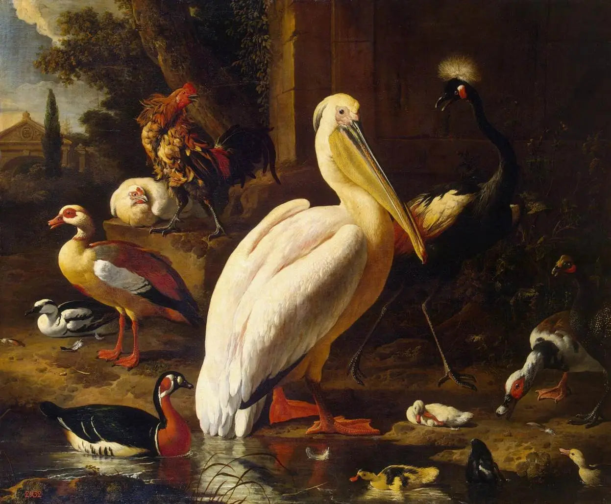 Des oiseaux dans un parc - Melchior de Hondecoeter - Alpha Reproduction