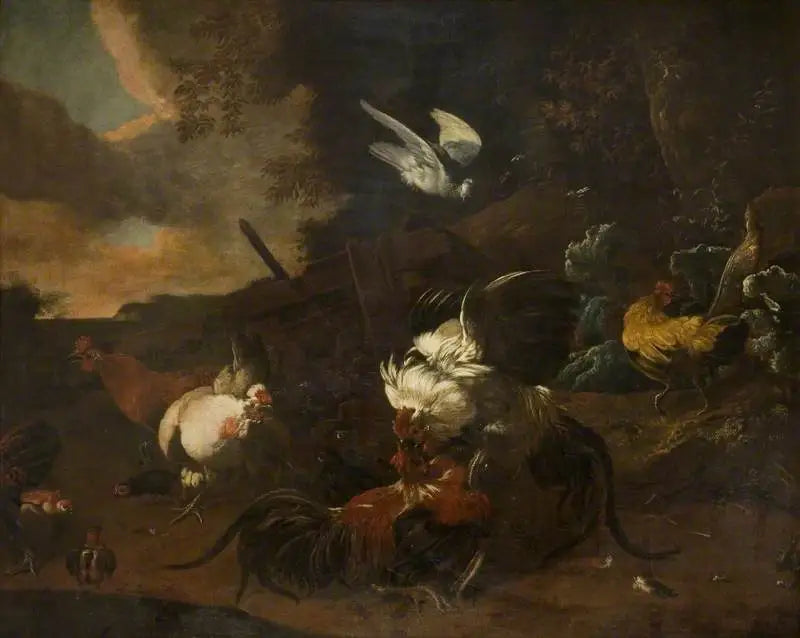 Combat de coqs (« Guerre et Paix ») - Melchior de Hondecoeter - Alpha Reproduction