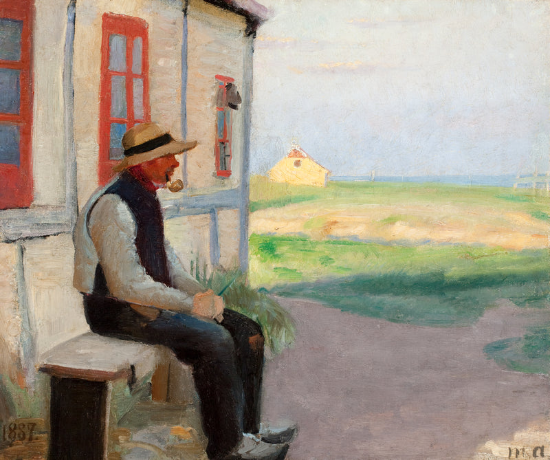 Fiskeren Niels Gaihede foran sit hus i Skagen sterby. -Michael Peter Ancher