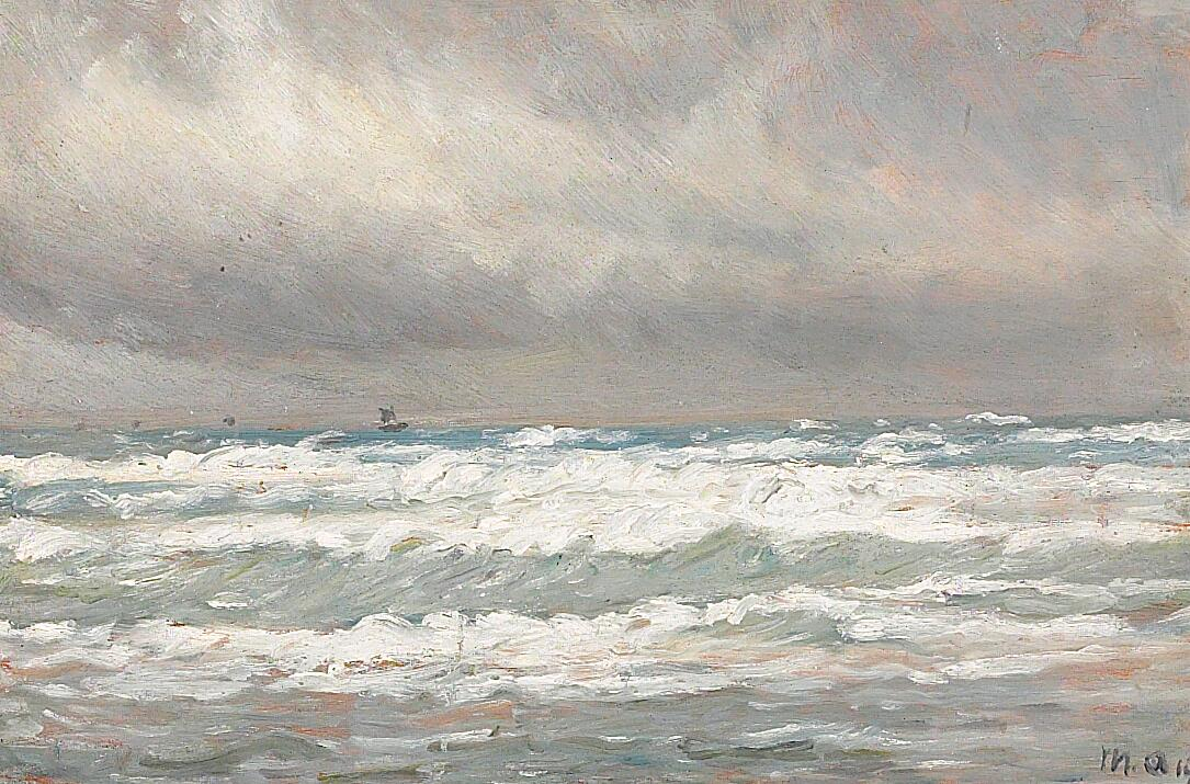 Kyst på en blæsende dag. - Michael Peter Ancher