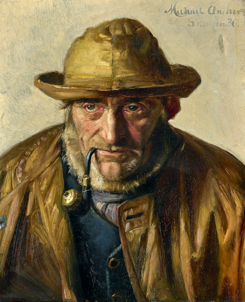 En fisker fra Skagen ryger pibe. 1886. - Michael Peter Ancher