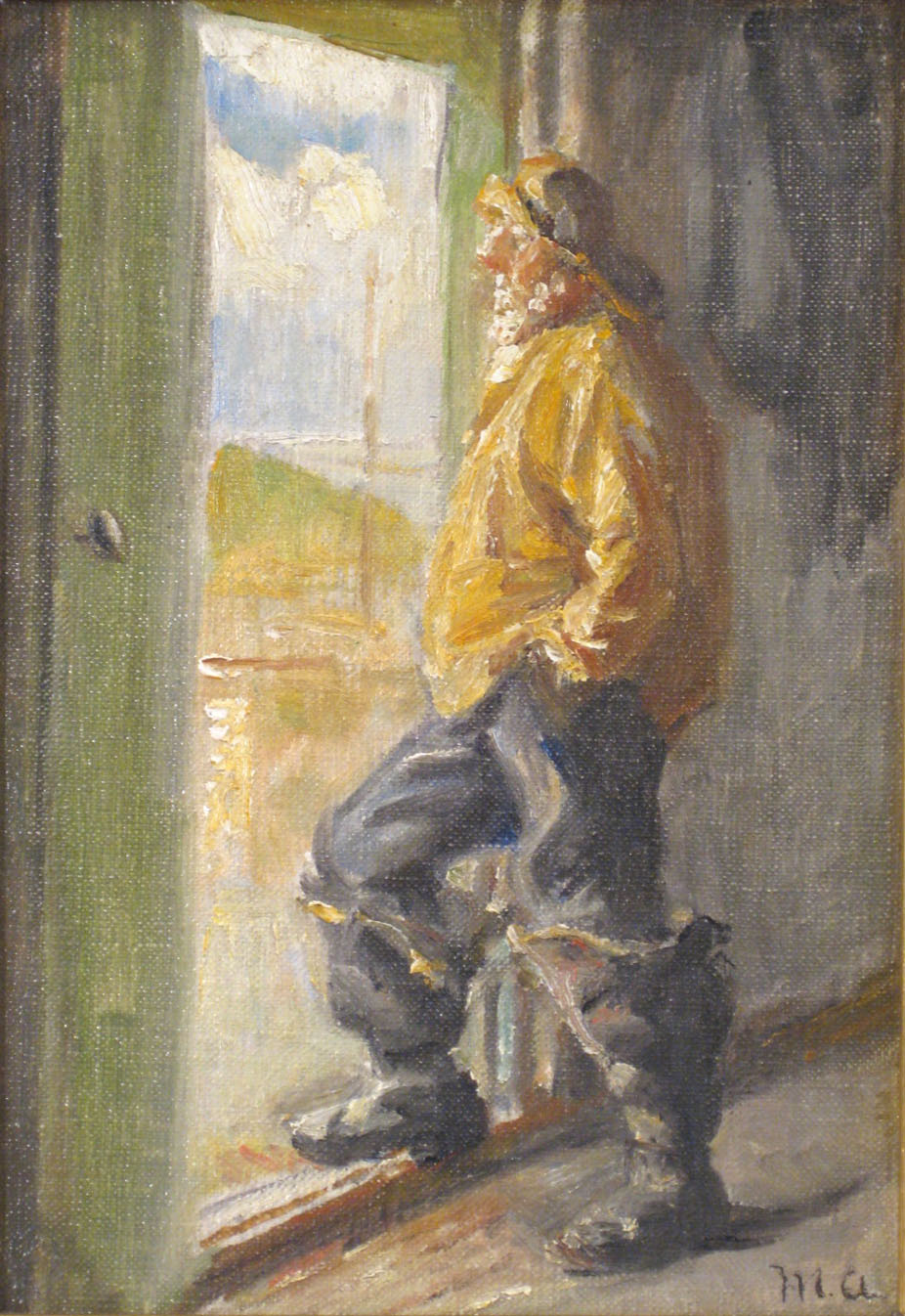 Un pêcheur se tient à la porte. Étude. - Michael Peter Ancher - Alpha Reproduction