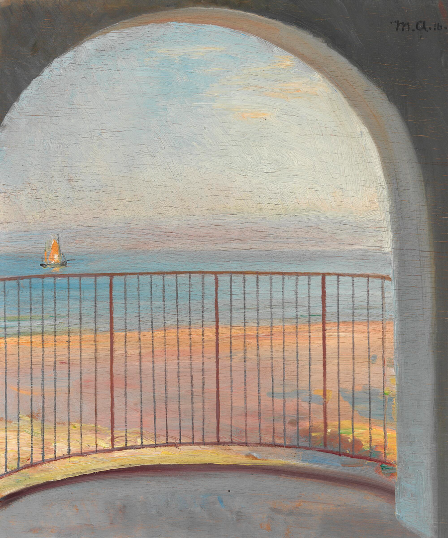 Udsigt over Kattegat fra en balkon ved Admiralgörden. - Michael Peter Ancher