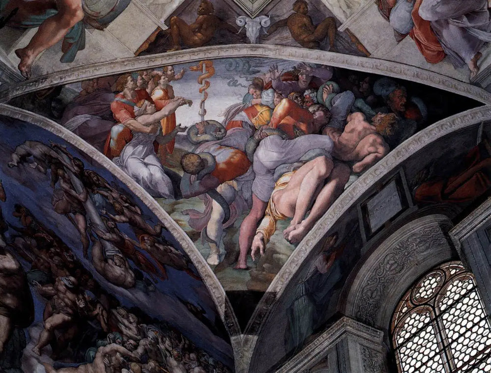 Reproduction du tableau « Le Serpent d'airain - Michel-Ange » par Alpha Reproduction en peinture à l’huile