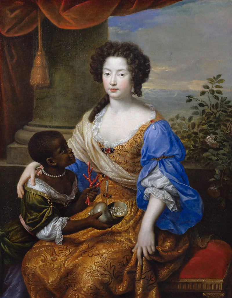 Louise de Kéroualle, hertuginde af Portsmouth med en ukendt følge - Pierre Mignard