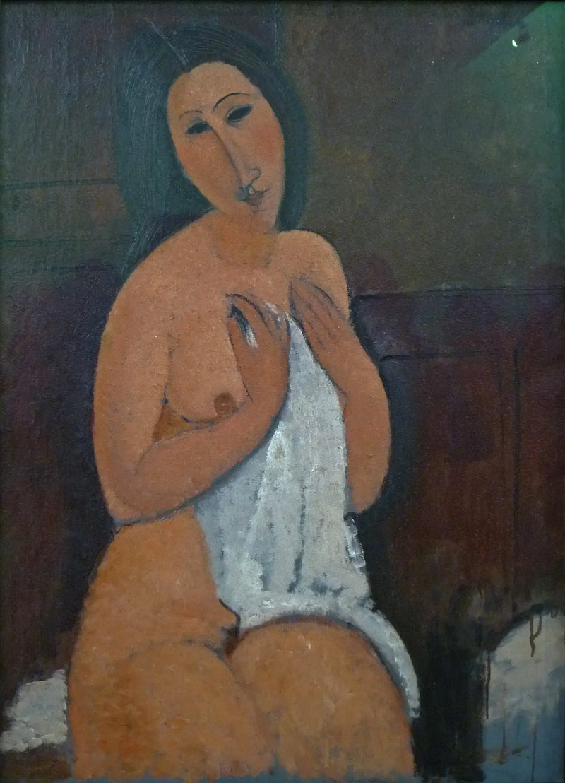 Nu siddende i skjorte - Amedeo Modigliani