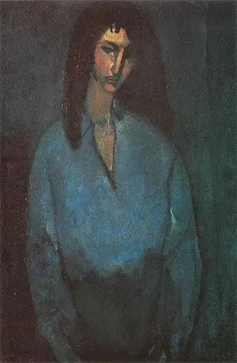 Portræt af ung pige i blå bluse - Amedeo Modigliani