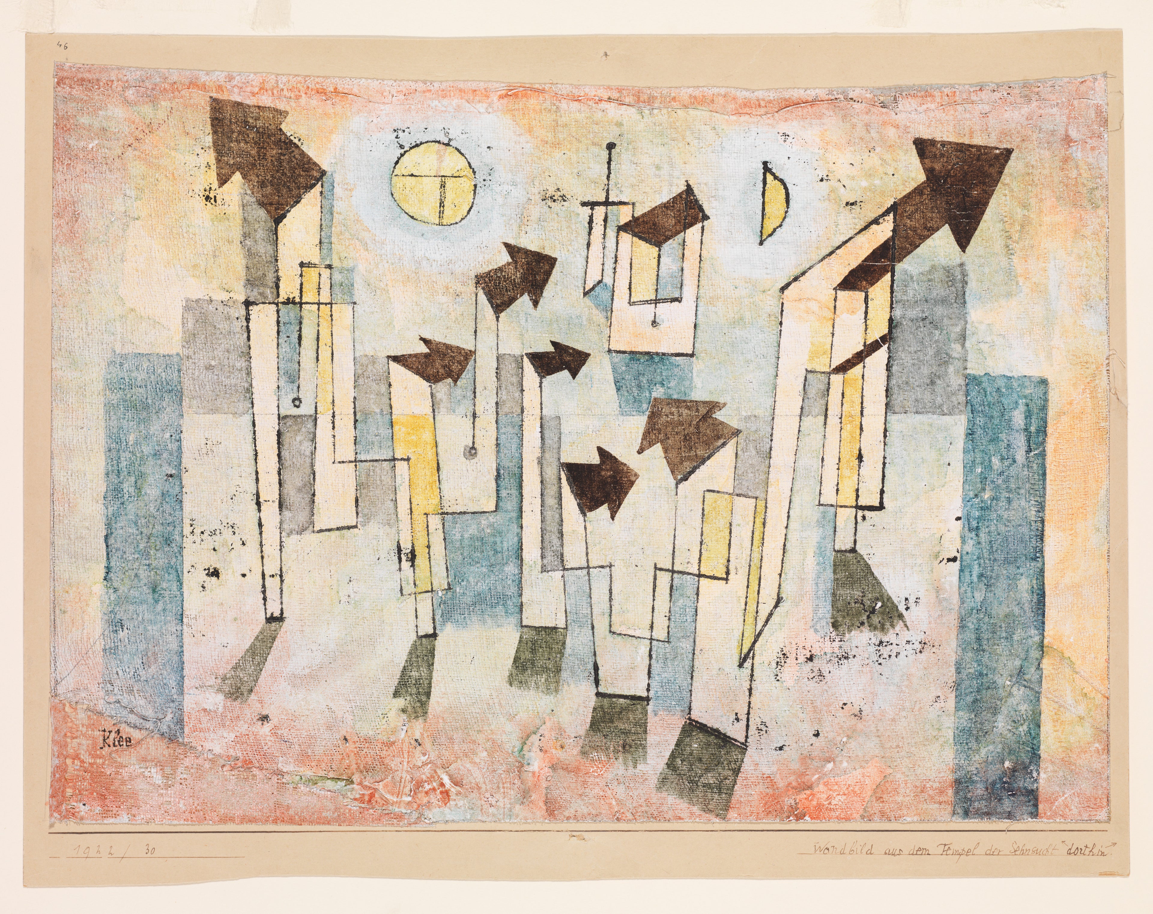 Vægmaleri fra Ønskets Tempel ↖Her↗ - Paul Klee