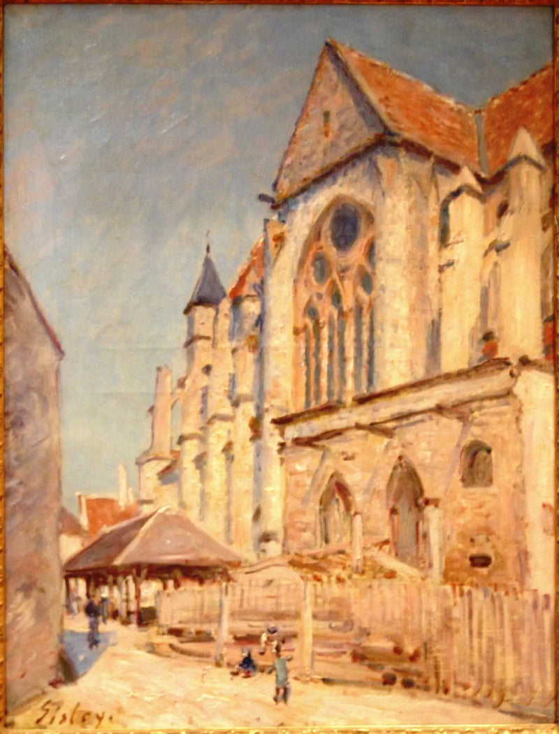 Moret Kirke og det gamle marked - Alfred Sisley